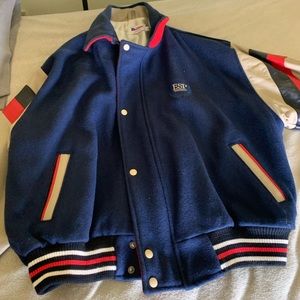 Bomber jacket with Leather Sleeves